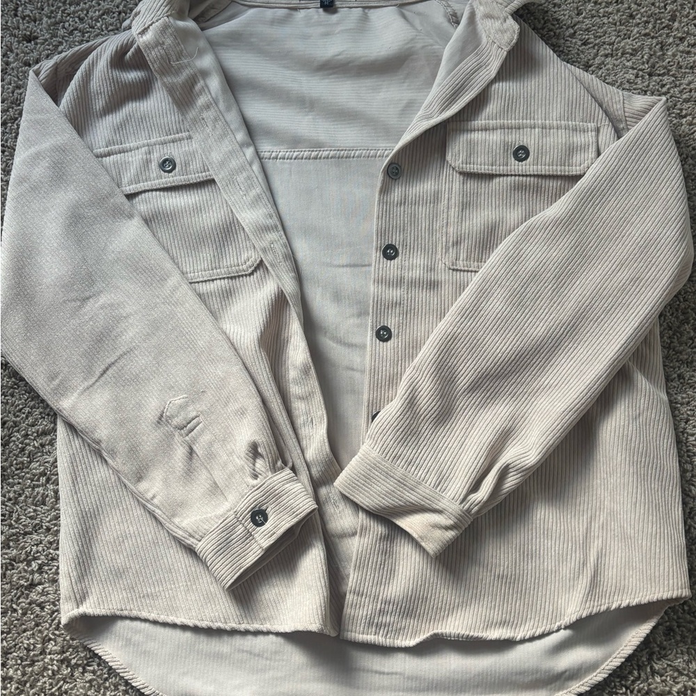 Vince Cream Ribbed-Collar Top
